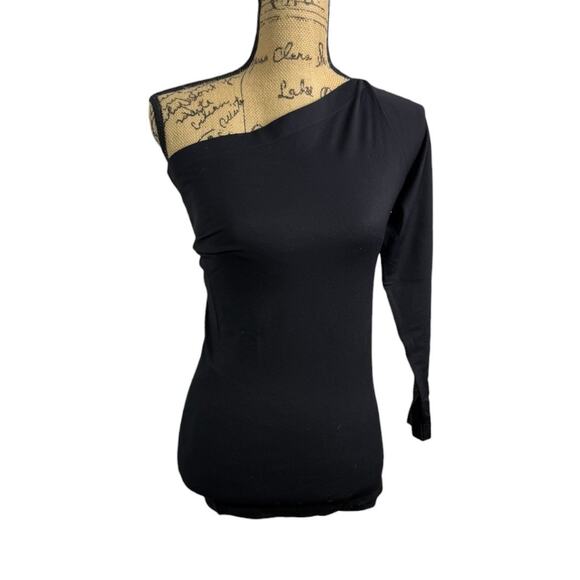 NWT Helmut Lang One Shoulder Stretch Knit Top Black - Picture 6 of 10